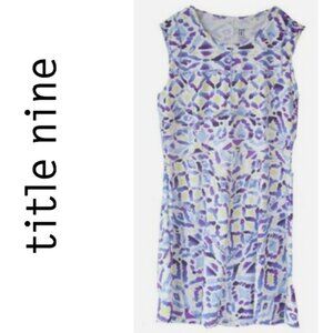 EUC Title Nine Women XL Dream Fit & Flare Athletic Dress Purple Geometric Print